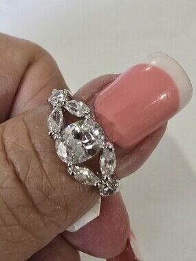Silver Cocktail Ring Cubic Zirconia  sizes   7 9 11 12 *